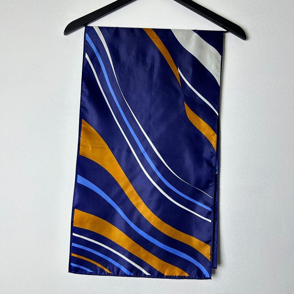 Totes Rain Scarf Blue Striped Water Repellant Neck Warmer Scarf 26"X 13"
